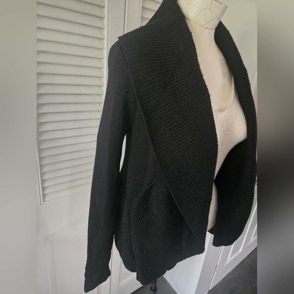 DVF Black Ribbed Shawl Collar Wool Cardigan S - Picture 5 of 8
